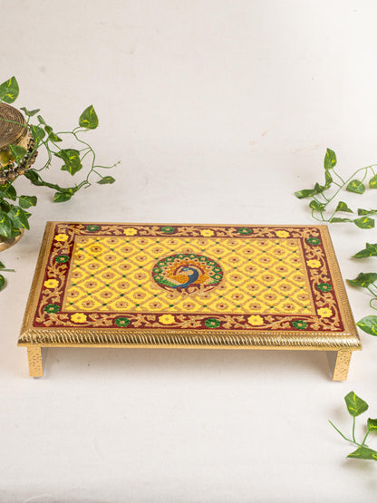 Meenakari Bajot - Peacock Design - 12x18 inch - Yellow - WL5212-3