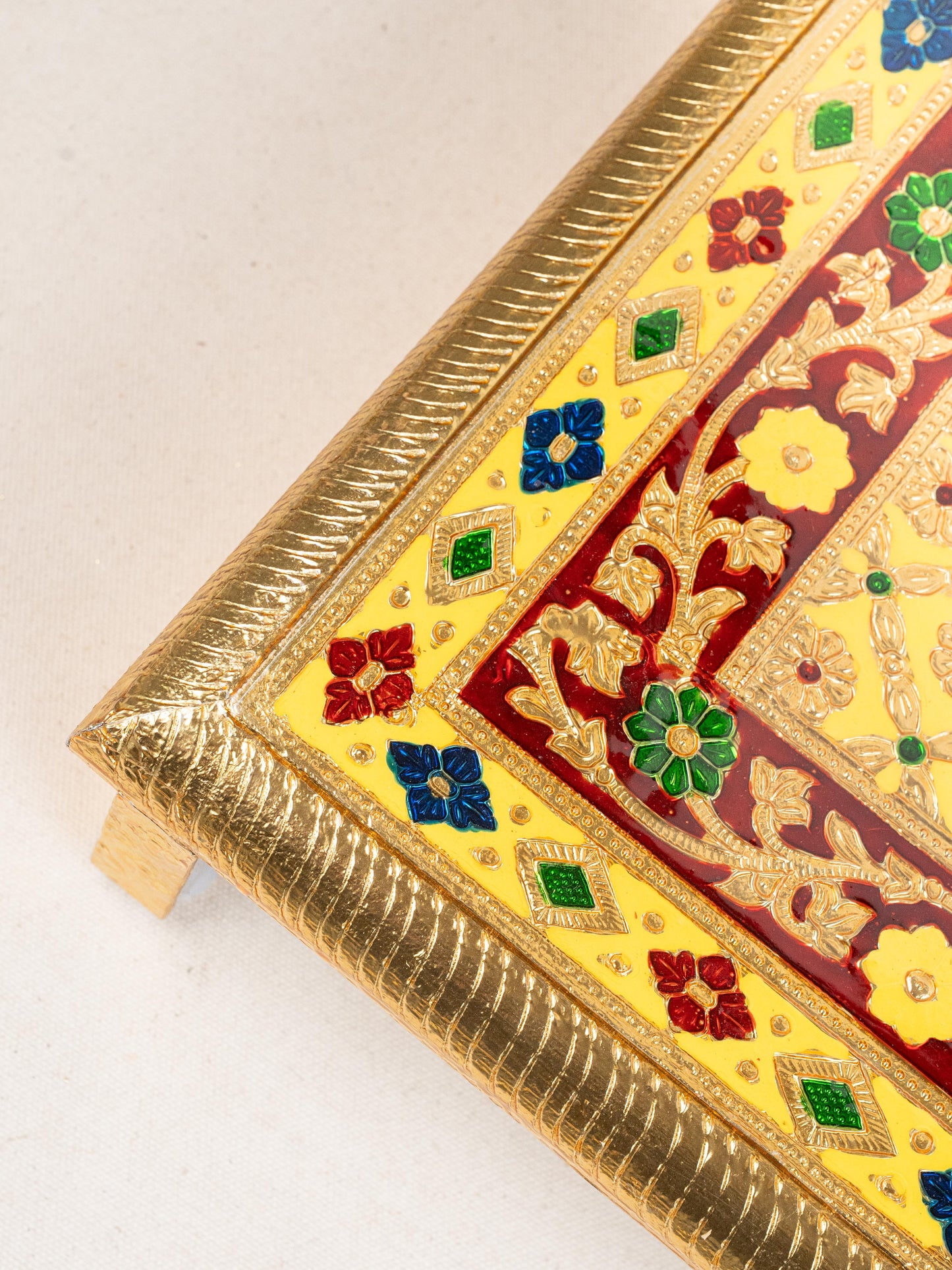 Meenakari Bajot - Peacock Design - 15x21 inch -  Yellow - WL5212-4