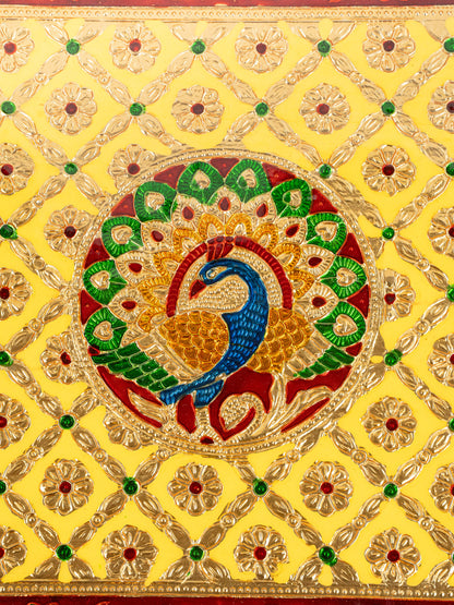 Meenakari Bajot - Peacock Design - 15x21 inch -  Yellow - WL5212-4