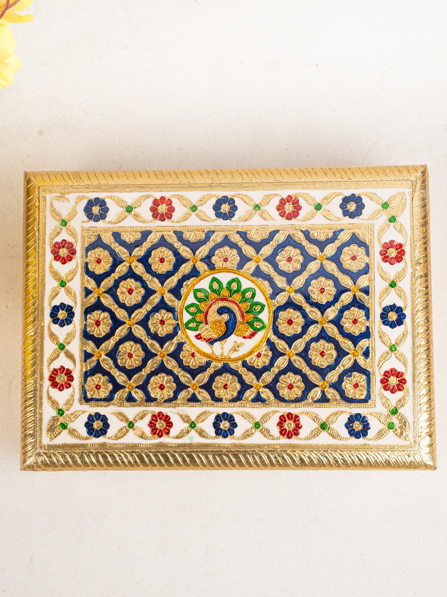 Meenakari Bajot - Peacock Design - 9x12 inch - Blue - WL5213-1