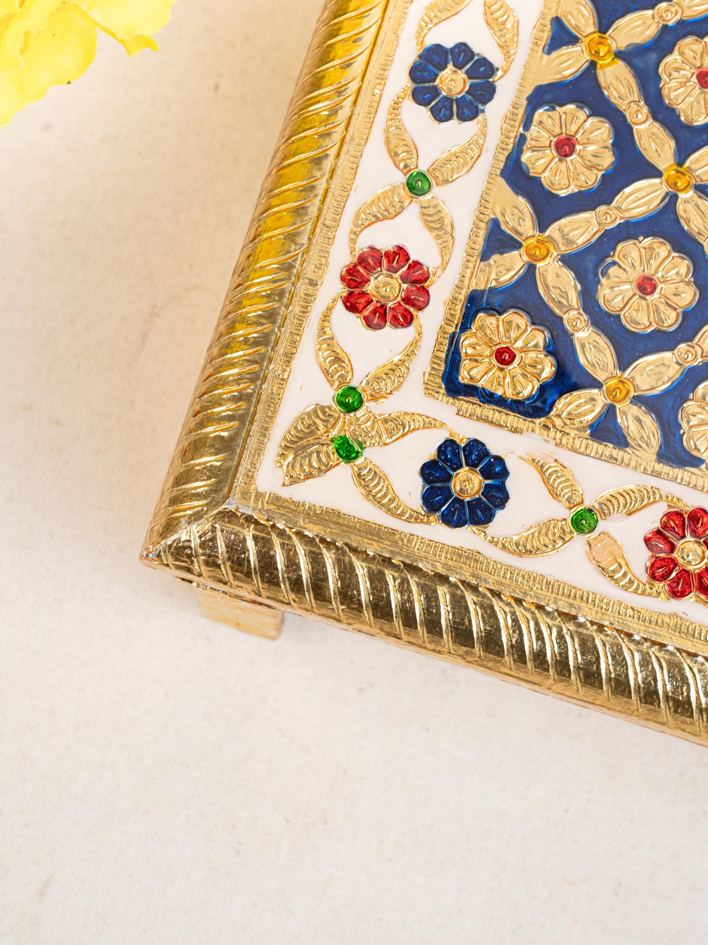 Meenakari Bajot - Peacock Design - 9x12 inch - Blue - WL5213-1