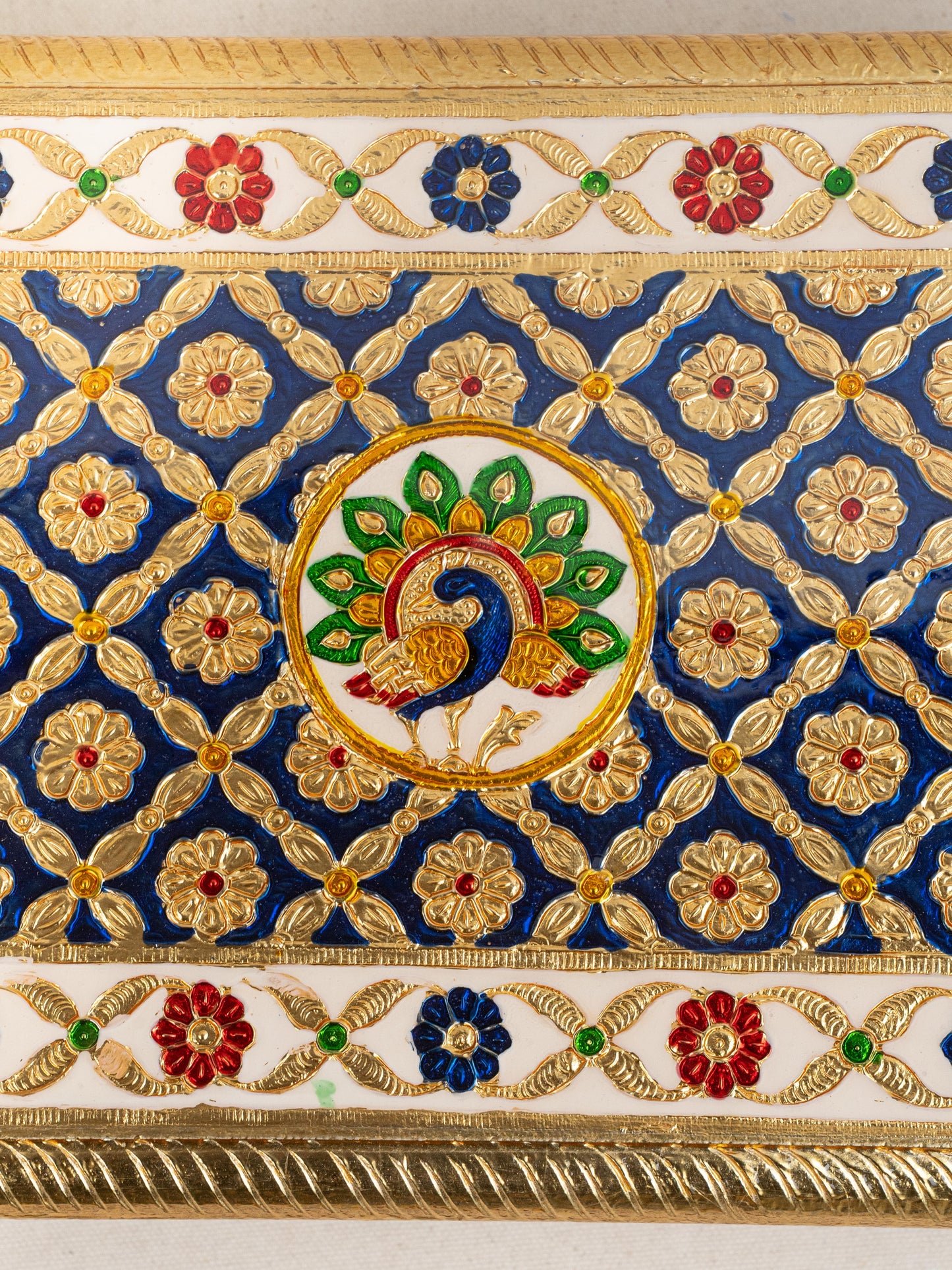 Meenakari Bajot - Peacock Design - 9x12 inch - Blue - WL5213-1