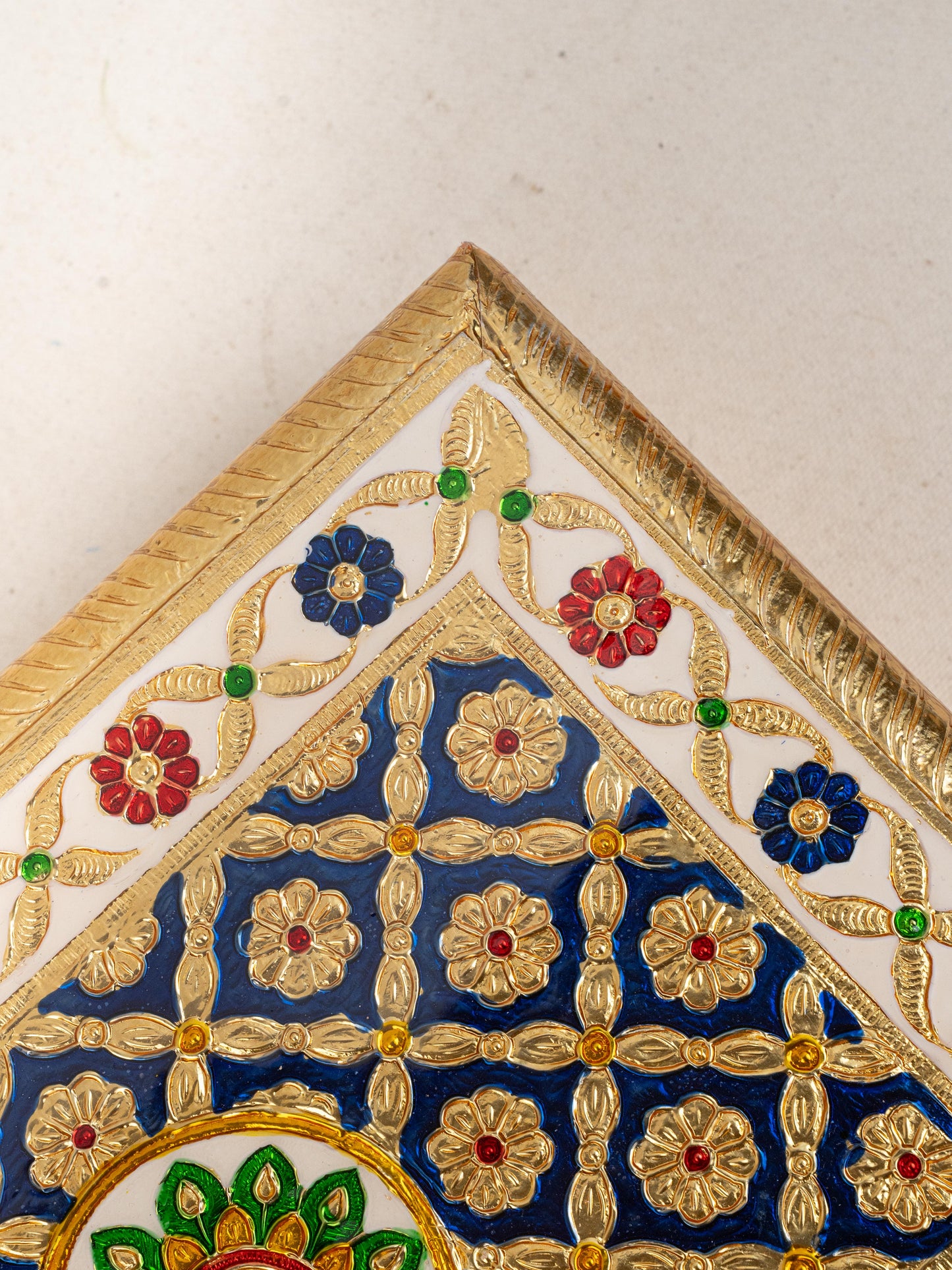 Meenakari Bajot - Peacock Design - 9x12 inch - Blue - WL5213-1