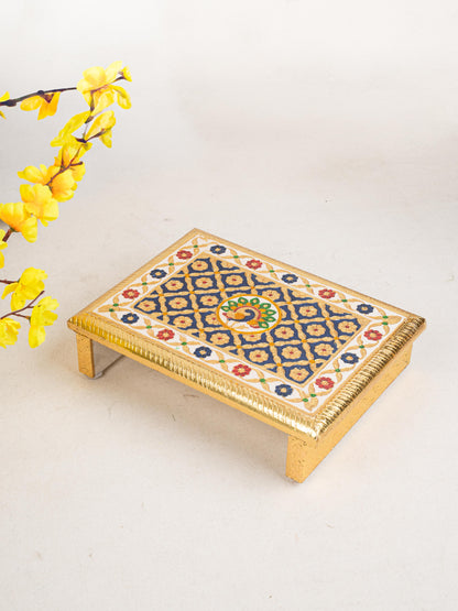 Meenakari Bajot - Peacock Design - 9x12 inch - Blue - WL5213-1
