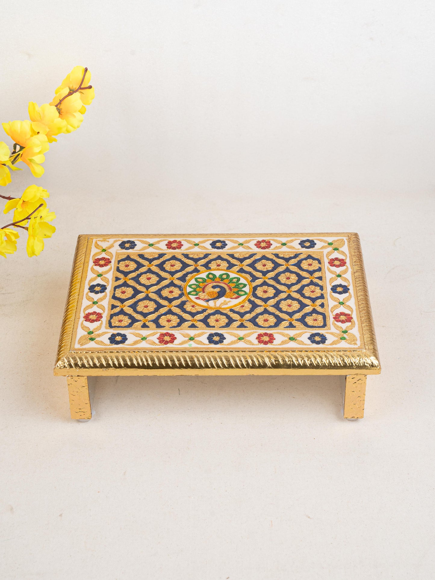 Meenakari Bajot - Peacock Design - 9x12 inch - Blue - WL5213-1