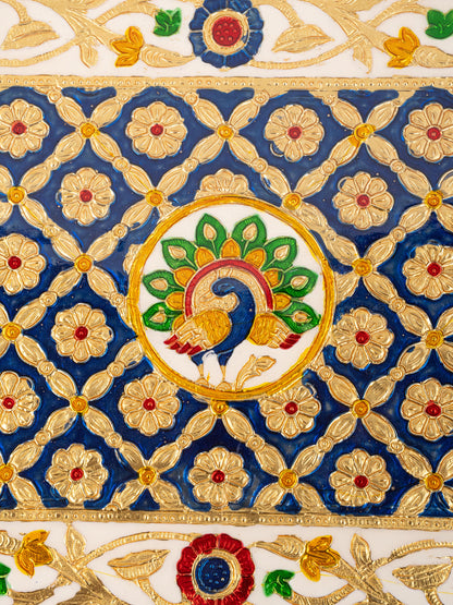Meenakari Bajot - Peacock Design - 10x15 inch - Blue - WL5213-2