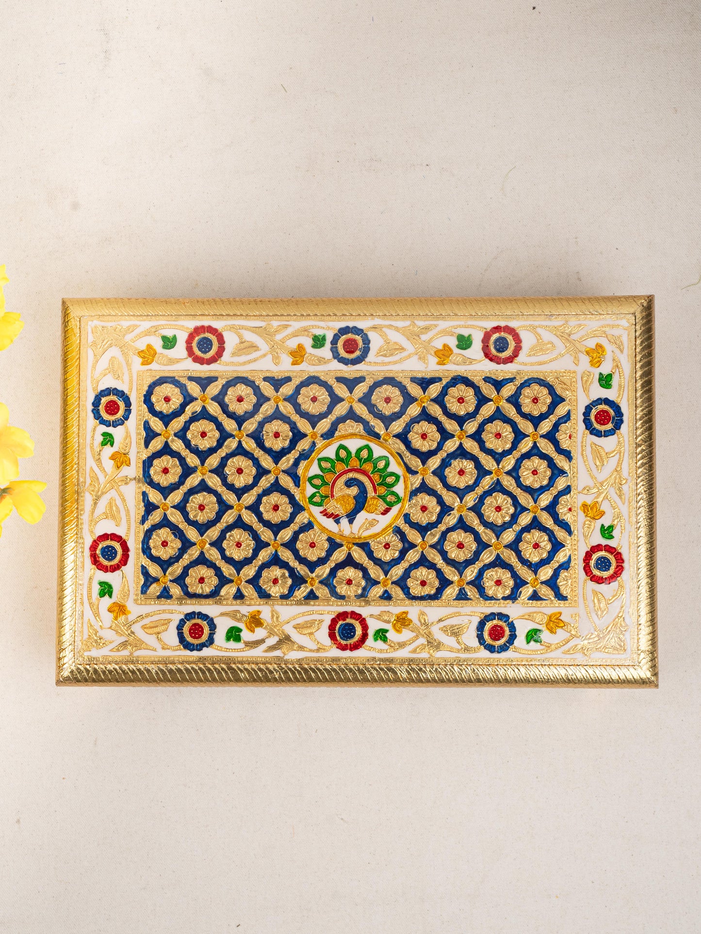 Meenakari Bajot - Peacock Design - 10x15 inch - Blue - WL5213-2