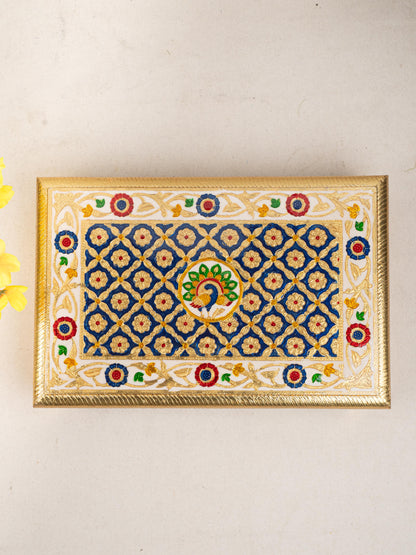 Meenakari Bajot - Peacock Design - 10x15 inch - Blue - WL5213-2