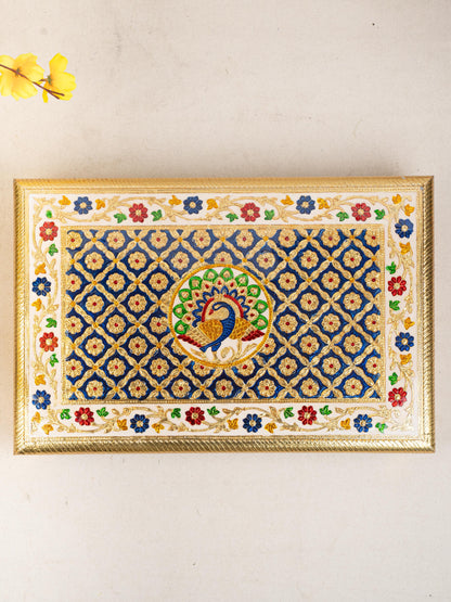 Meenakari Bajot - Peacock Design - 12x18 inch - Blue - WL5213-3