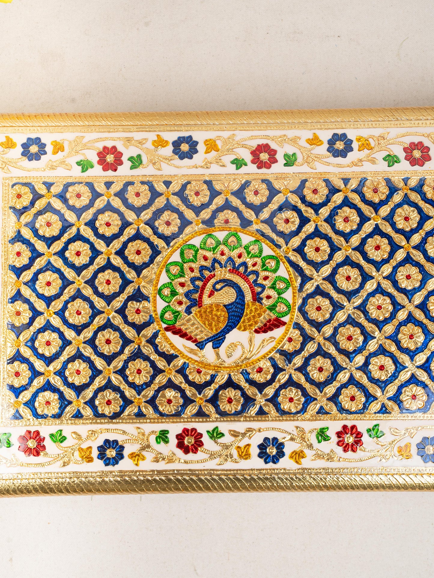 Meenakari Bajot - Peacock Design - 12x18 inch - Blue - WL5213-3
