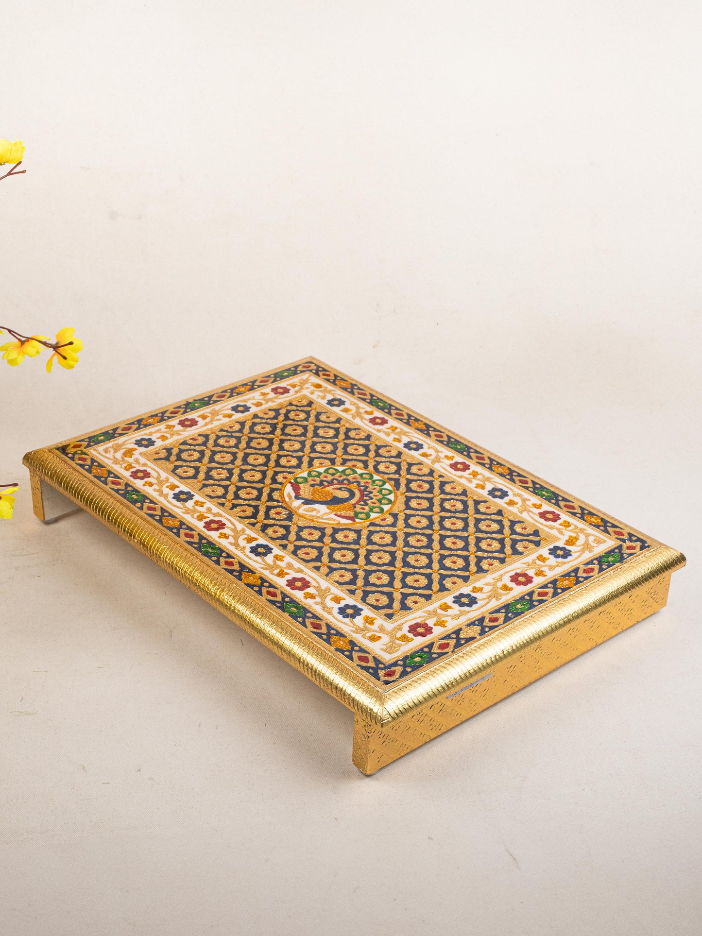 Meenakari Bajot - Peacock Design - 15x21 inch -  Blue - WL5213-4