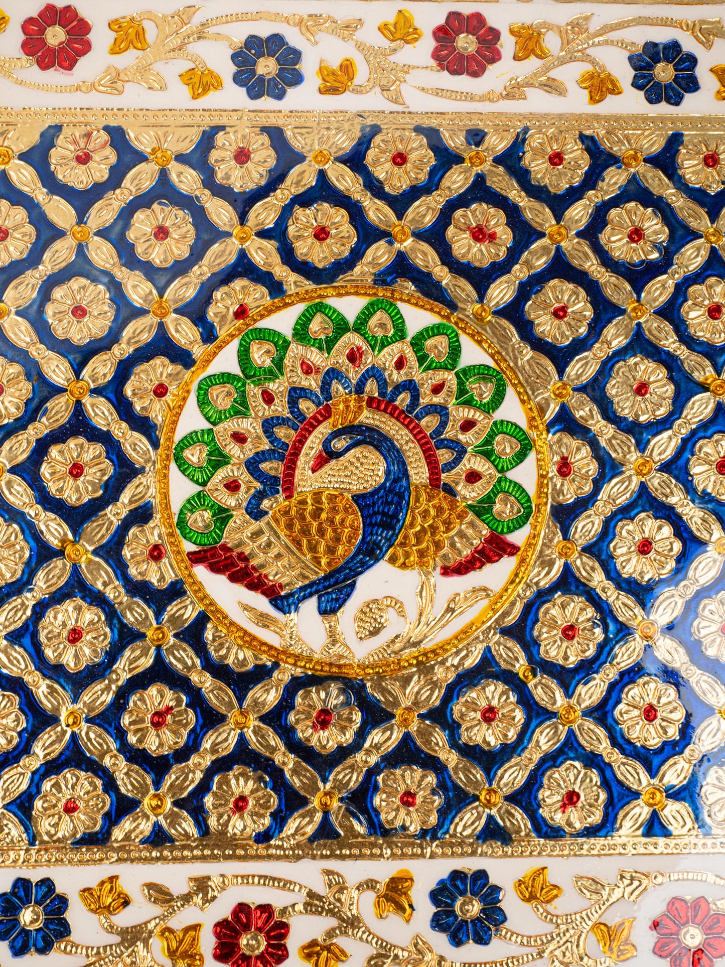 Meenakari Bajot - Peacock Design - 15x21 inch -  Blue - WL5213-4