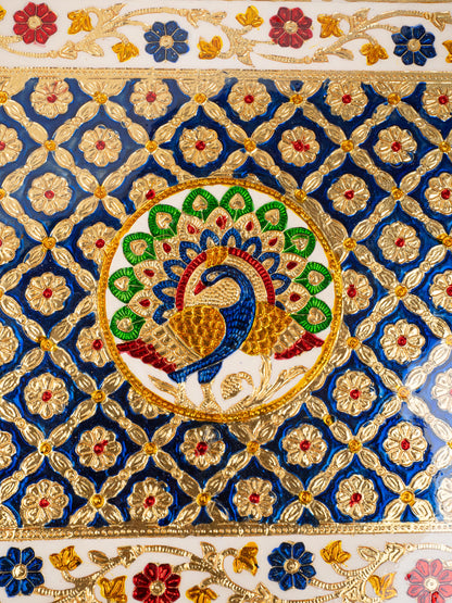 Meenakari Bajot - Peacock Design - 15x21 inch -  Blue - WL5213-4