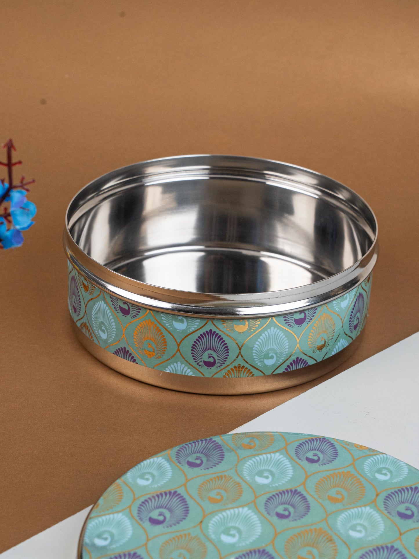 Digital Print Meenakari - Peacock Design - Poori Box - 7 inch - WL5216