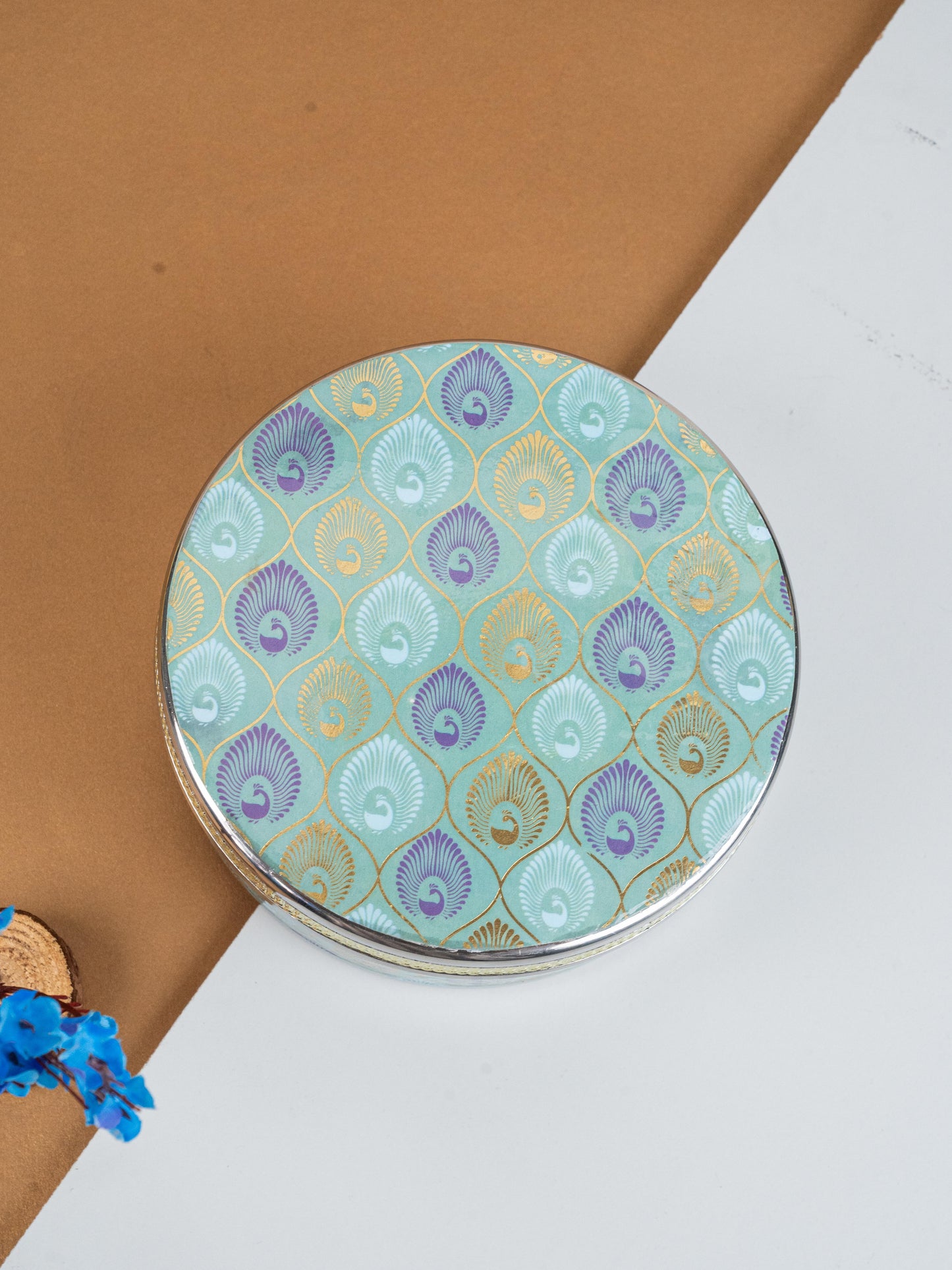 Digital Print Meenakari - Peacock Design - Poori Box - 7 inch - WL5216