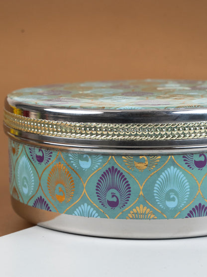 Digital Print Meenakari - Peacock Design - Poori Box - 7 inch - WL5216