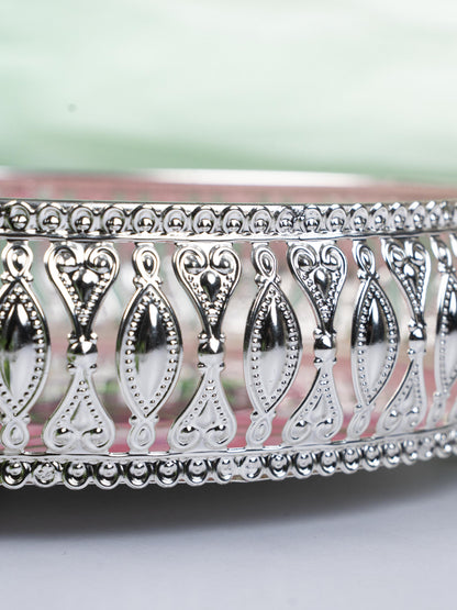 German Silver Pichwai Tray - Pink - 8 inch - WL5217-2