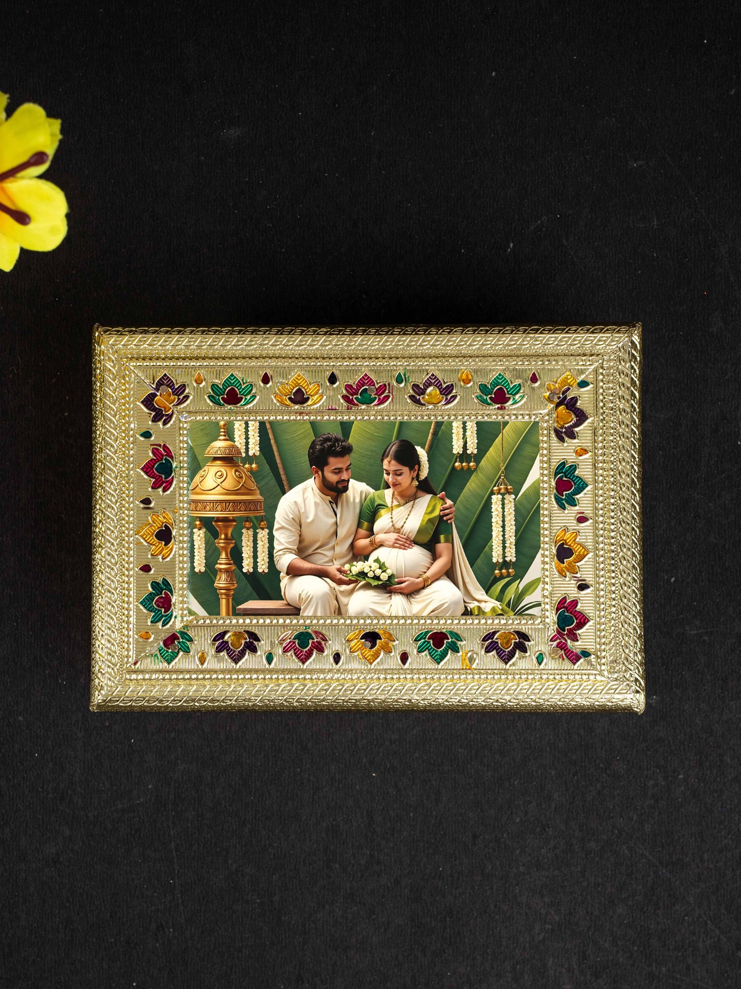 Customized - Meenakari Dry Fruit Box - Gold - 9x7 inch - WL5218