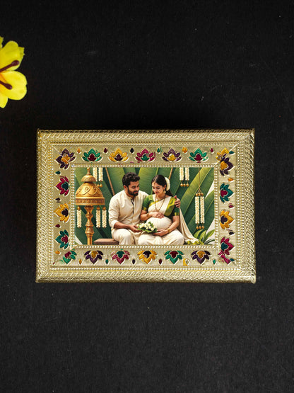 Customized - Meenakari Dry Fruit Box - Gold - 9x7 inch - WL5218
