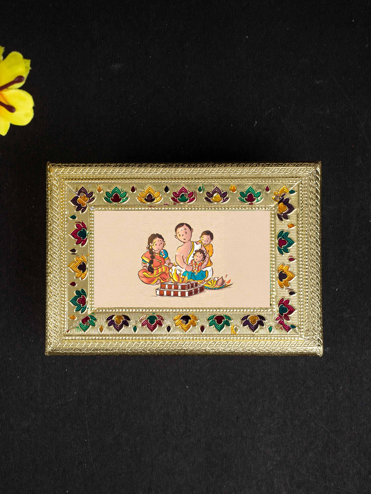 Customized - Meenakari Dry Fruit Box - Gold - 9x7 inch - WL5218