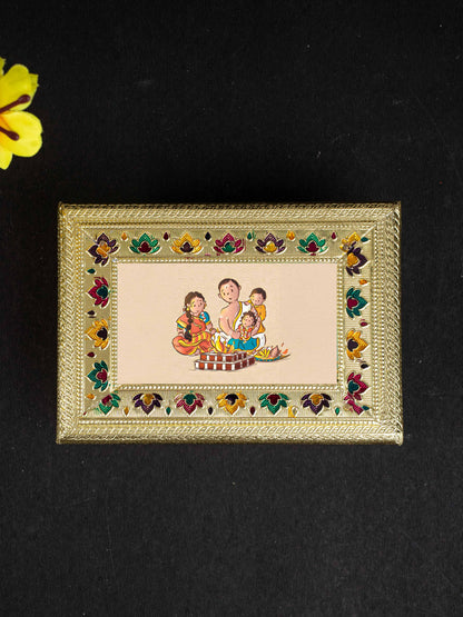 Customized - Meenakari Dry Fruit Box - Gold - 9x7 inch - WL5218
