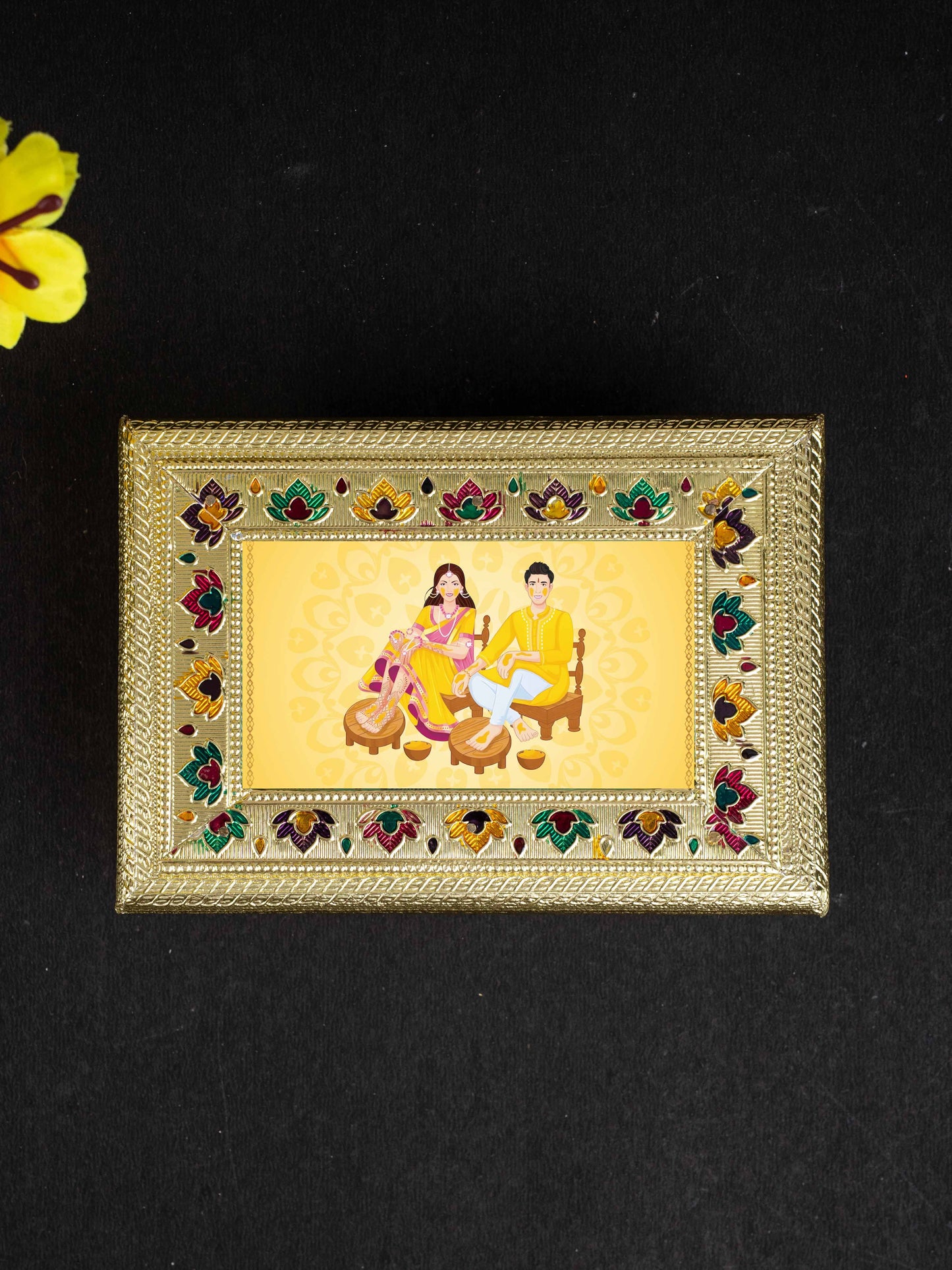 Customized - Meenakari Dry Fruit Box - Gold - 9x7 inch - WL5218
