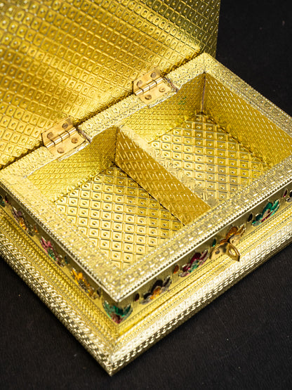 Customized - Meenakari Dry Fruit Box - Gold - 9x7 inch - WL5218