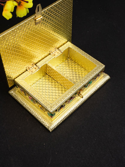 Customized - Meenakari Dry Fruit Box - Gold - 9x7 inch - WL5218