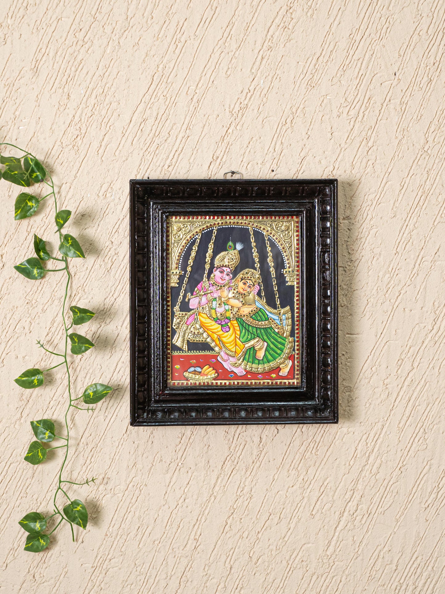 Tanjore Painting - Radha Krishna - Flat (Gold Foil) - 10x8 inch - WL5227