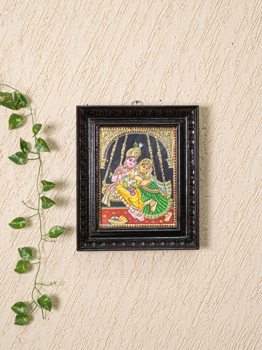 Tanjore Painting - Radha Krishna - Flat (Gold Foil) - 10x8 inch - WL5227