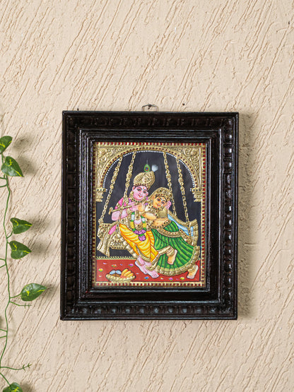 Tanjore Painting - Radha Krishna - Flat (Gold Foil) - 10x8 inch - WL5227