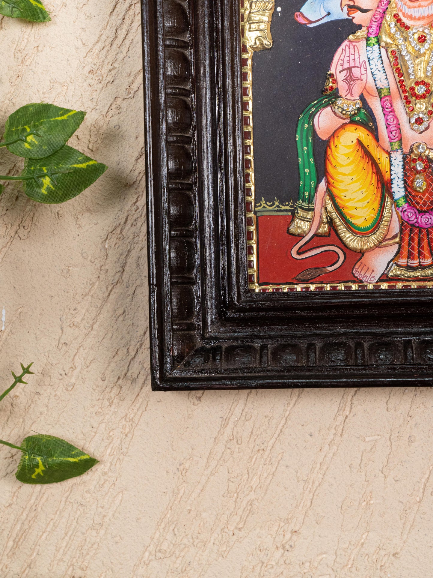 Tanjore Painting - Panchamukhi Hanuman - Semi Embossed - 10x8 inch - WL5229
