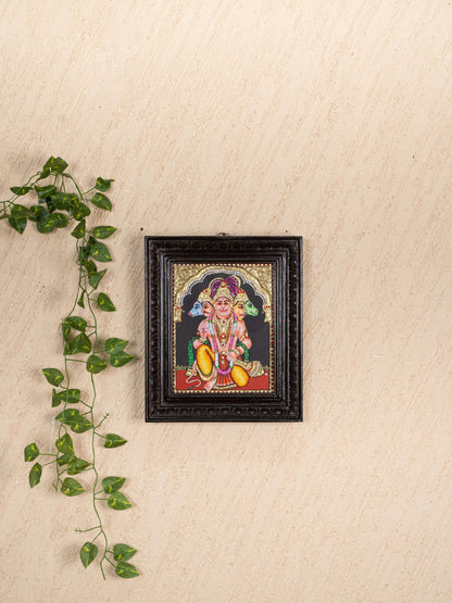 Tanjore Painting - Panchamukhi Hanuman - Semi Embossed - 10x8 inch - WL5229