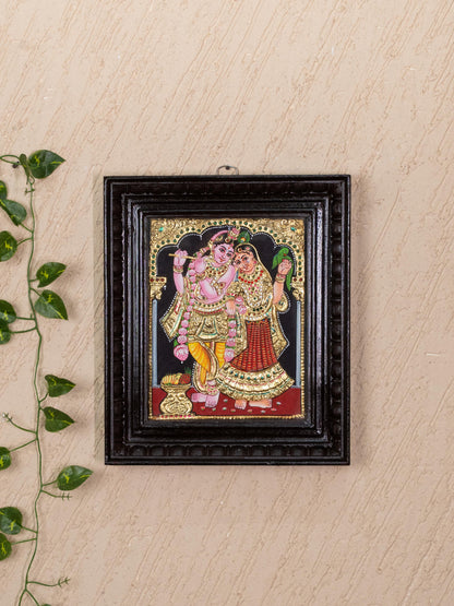 Tanjore Painting - Radha-Krishna - Flat (Gold Foil) - 10x8 inch - WL5230