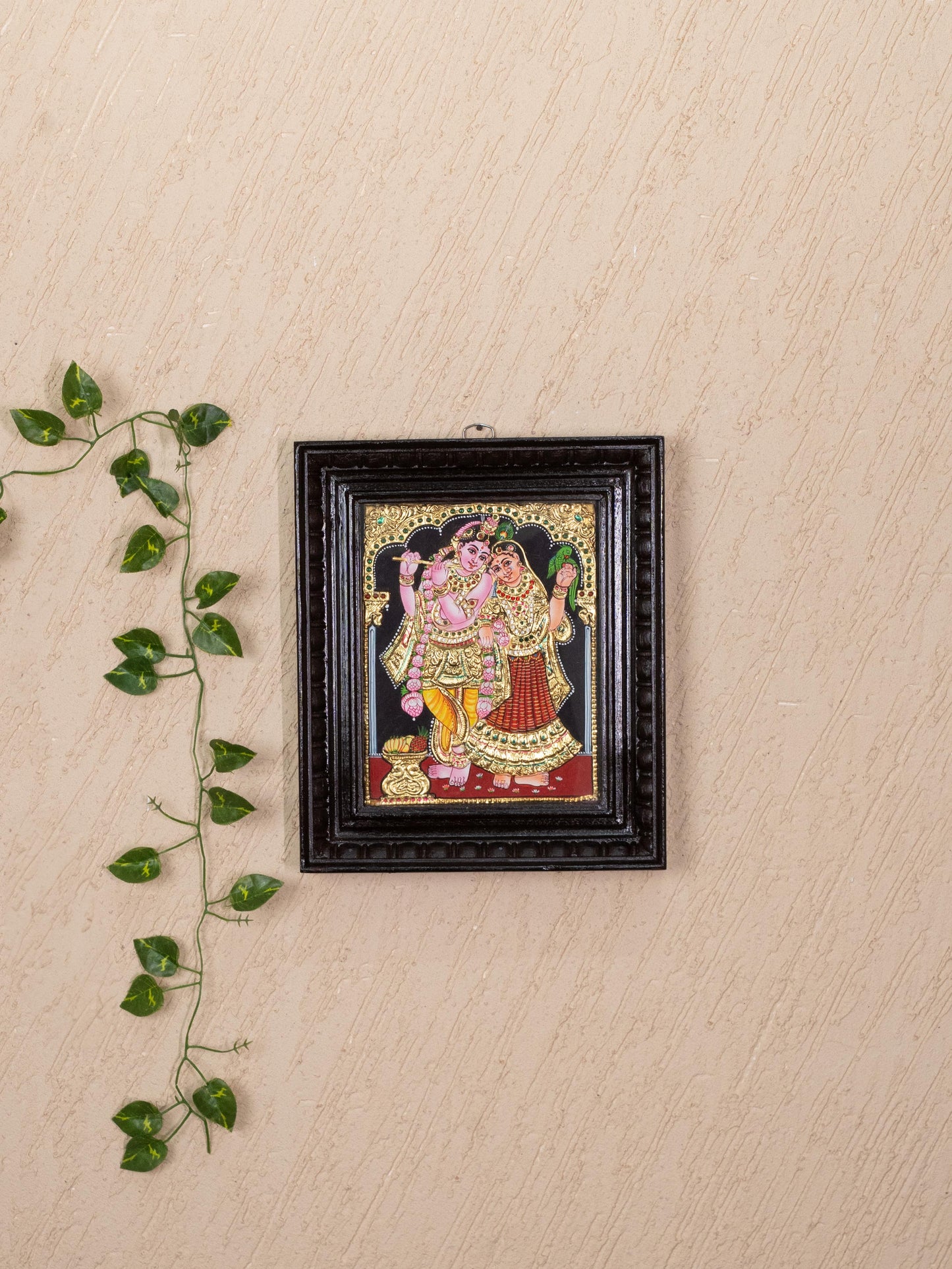 Tanjore Painting - Radha-Krishna - Flat (Gold Foil) - 10x8 inch - WL5230