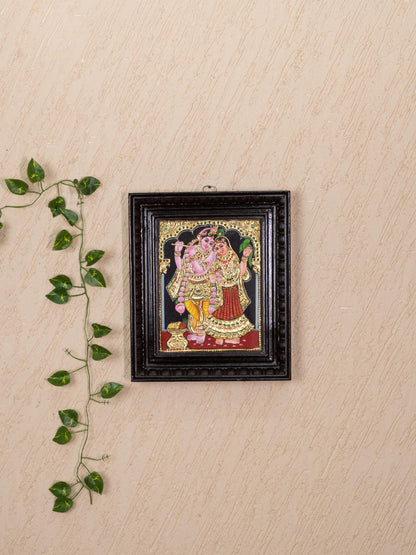 Tanjore Painting - Radha-Krishna - Flat (Gold Foil) - 10x8 inch - WL5230