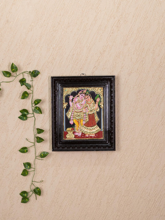 Tanjore Painting - Radha-Krishna - Flat (Gold Foil) - 10x8 inch - WL5230