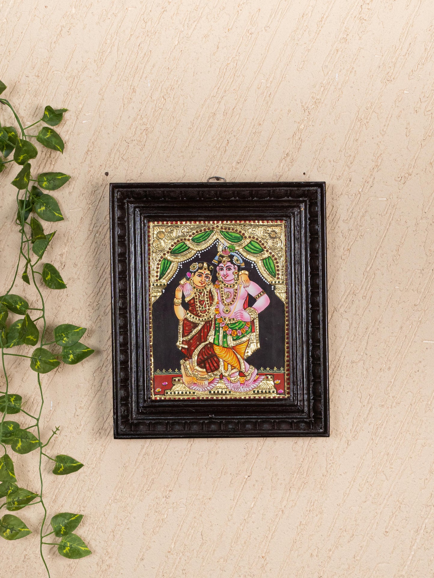Tanjore Painting - Radha-Krishna - Flat (Gold Foil) - 10x8 inch - WL5231
