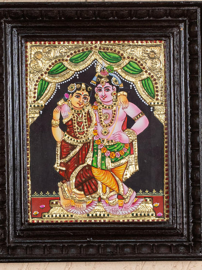 Tanjore Painting - Radha-Krishna - Flat (Gold Foil) - 10x8 inch - WL5231