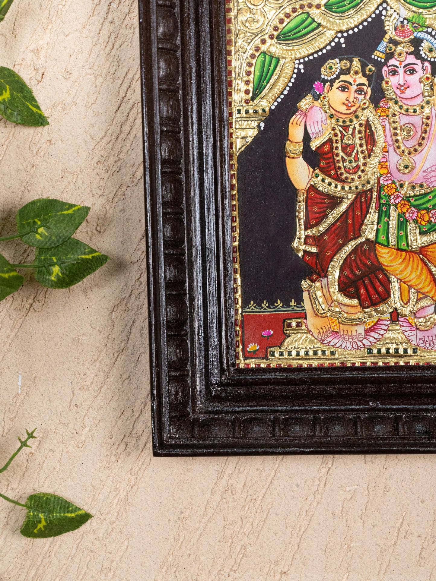 Tanjore Painting - Radha-Krishna - Flat (Gold Foil) - 10x8 inch - WL5231