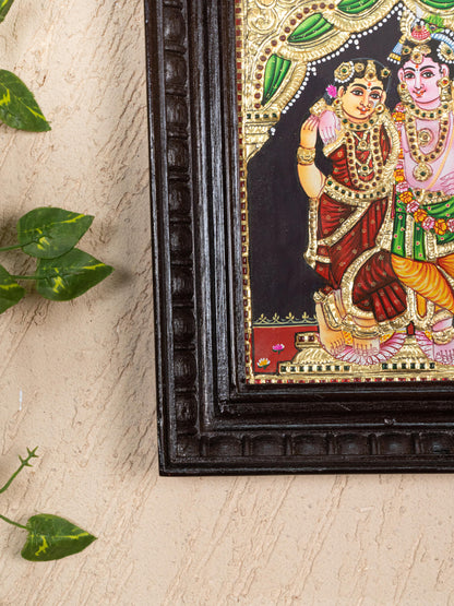 Tanjore Painting - Radha-Krishna - Flat (Gold Foil) - 10x8 inch - WL5231