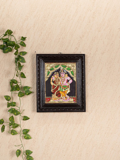 Tanjore Painting - Radha-Krishna - Flat (Gold Foil) - 10x8 inch - WL5231