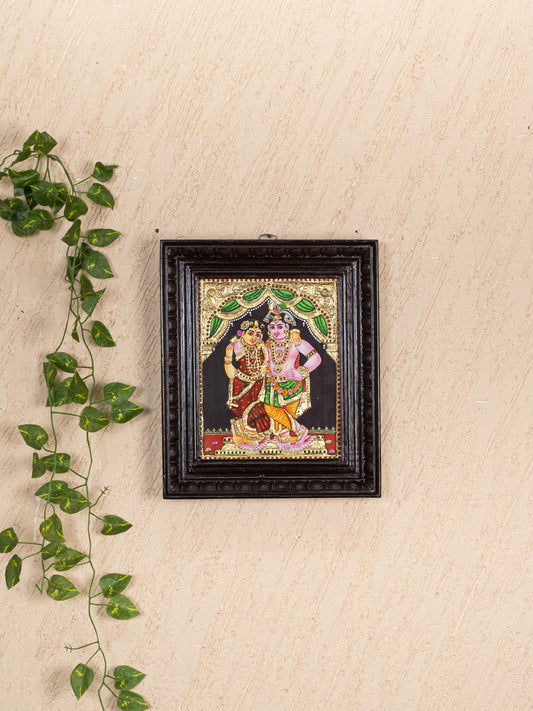 Tanjore Painting - Radha-Krishna - Flat (Gold Foil) - 10x8 inch - WL5231