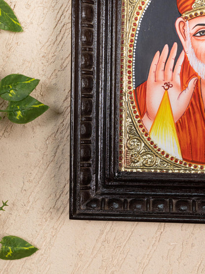 Tanjore Painting - Sai Baba - Flat (Gold Foil) - 10x8 inch - WL5232