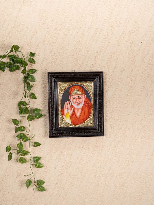 Tanjore Painting - Sai Baba - Flat (Gold Foil) - 10x8 inch - WL5232