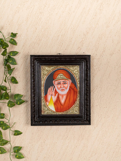 Tanjore Painting - Sai Baba - Flat (Gold Foil) - 10x8 inch - WL5232