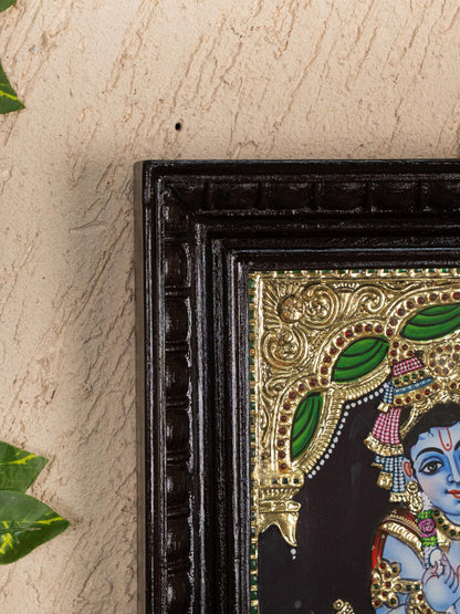 Tanjore Painting - Butter Krishna - Flat (Gold Foil) - 12x10 inch - WL5234