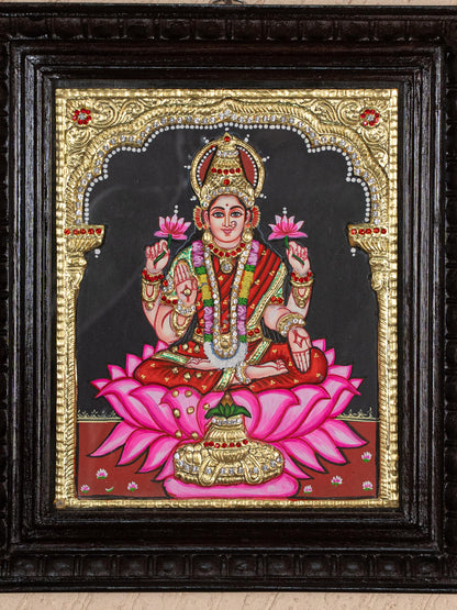Tanjore Painting - Lakshmi on Lotus - Semi Embossed - 12x10 inch - WL5238