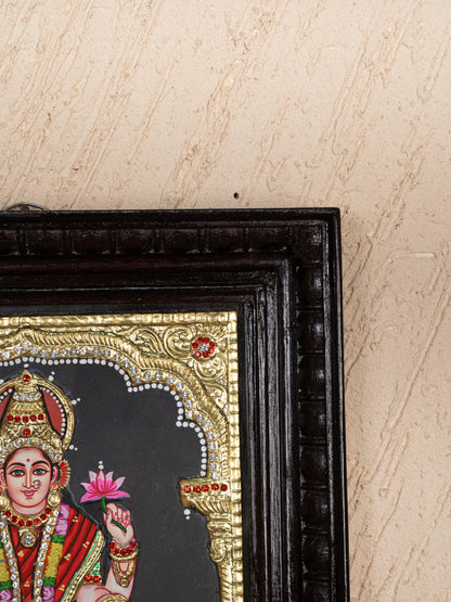 Tanjore Painting - Lakshmi on Lotus - Semi Embossed - 12x10 inch - WL5238