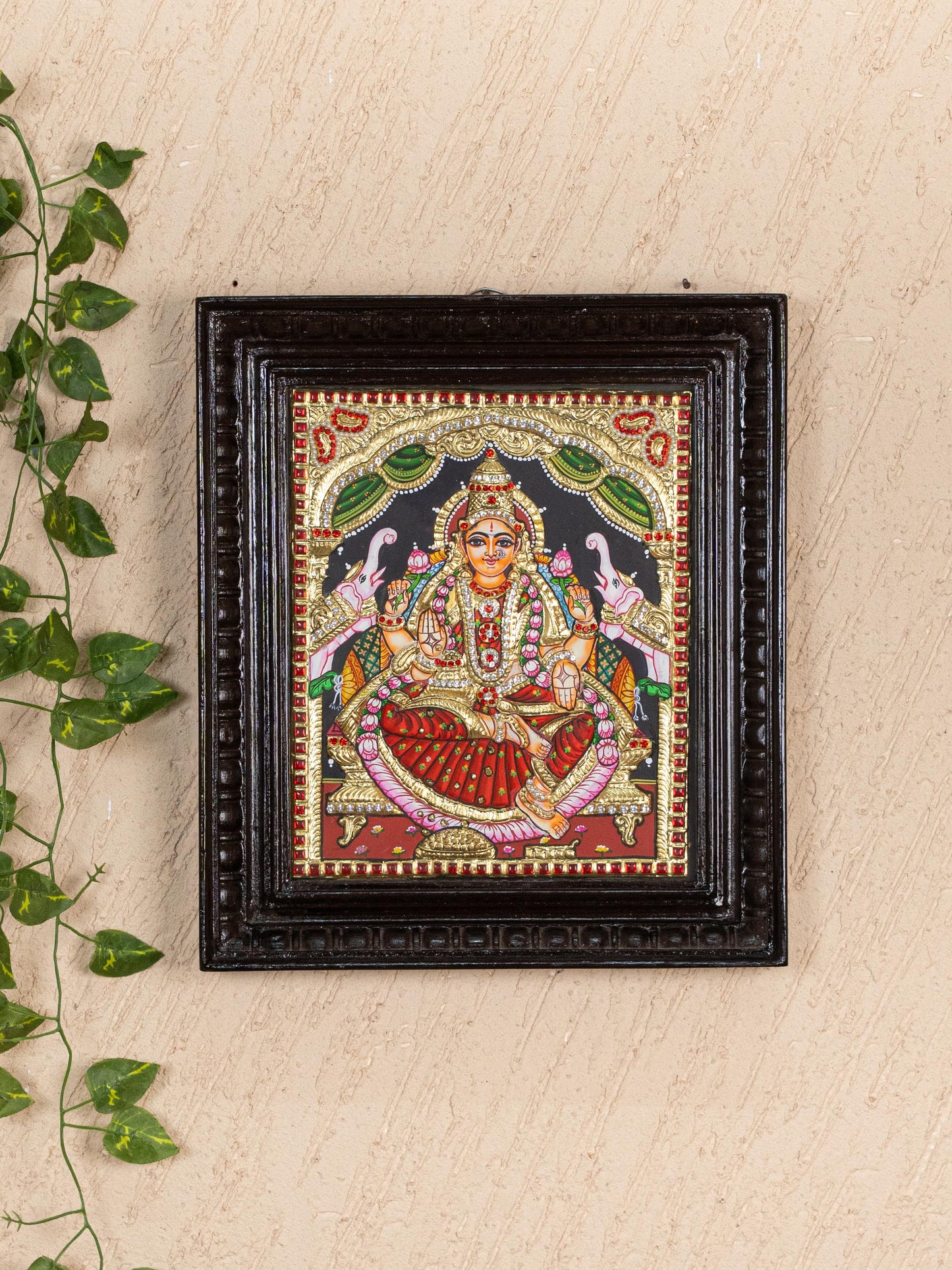 Tanjore Painting - Gajalakshmi - Semi Embossed - 12x10 inch - WL5239